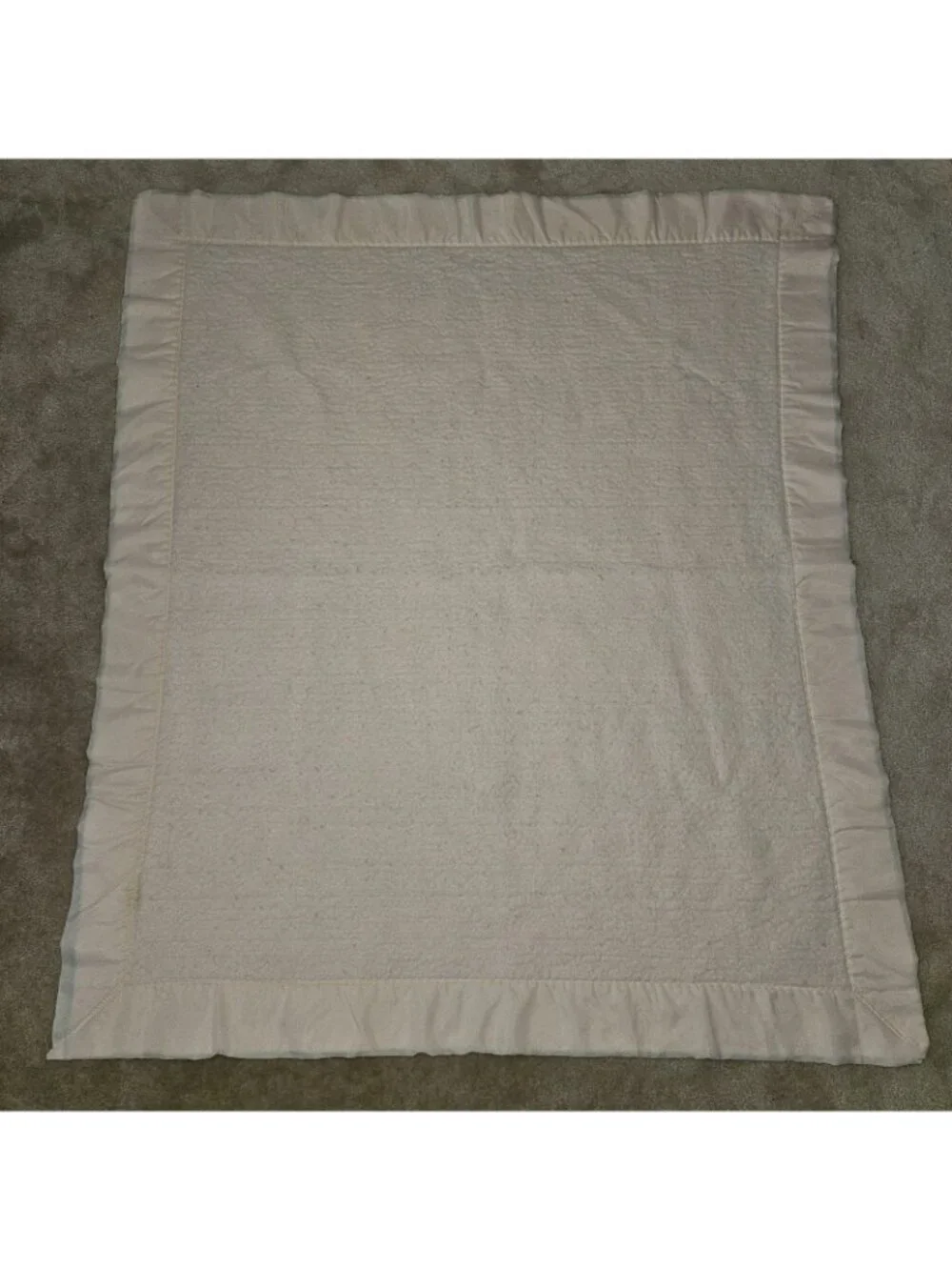 VTG Solid Pink Baby Blanket 38x43 Acrylic Satin Trim READ